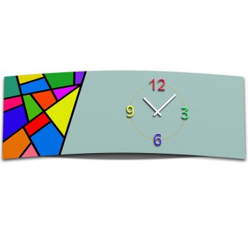 Wanduhr XXL 3D Optik Dixtime abstrakt Mosaik 30x90 cm leises Uhrwerk GL-002