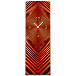 Wanduhr XXL 3D Optik Dixtime abstrakt rot 30x90 cm hochkant leises Uhrwerk GL-001H