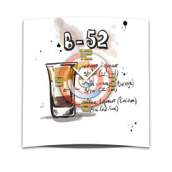 Wanduhr XXL 3D Optik Dixtime Cocktail B52 50x50 cm leises Uhrwerk GQ-034