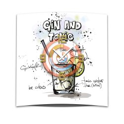 Wanduhr XXL 3D Optik Dixtime Cocktail Gin Tonic 50x50 cm leises Uhrwerk GQ-031