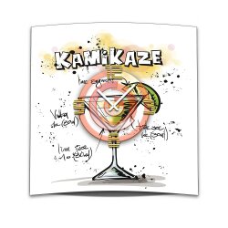 Wanduhr XXL 3D Optik Dixtime Cocktail Kamikaze 50x50 cm leises Uhrwerk GQ-019