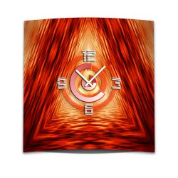 Wanduhr XXL 3D Optik Dixtime abstrakt rot orange 50x50 cm leises Uhrwerk GQ-014