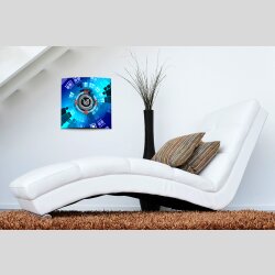 Wanduhr XXL 3D Optik Dixtime abstrakt blau 50x50 cm leises Uhrwerk GQ-002