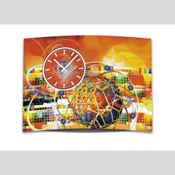 Wanduhr XXL 3D Optik Dixtime abstrakt orange 50x70 cm leises Uhrwerk GR-029