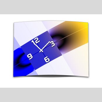 Wanduhr XXL 3D Optik Dixtime abstrakt blau gelb 50x70 cm leises Uhrwerk GR-035