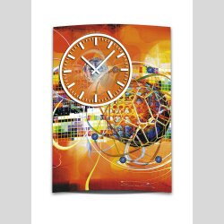 Wanduhr XXL 3D Optik Dixtime abstrakt orange 50x70 cm leises Uhrwerk GR-027