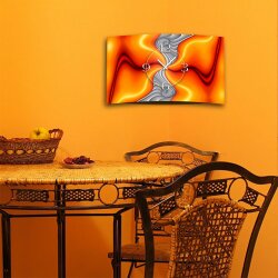 Abstrakt orange grau Designer Wanduhr modernes Wanduhren Design leise kein ticken DIXTIME 3D-0268