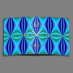 Abstrakt Muster blau t&uuml;rkis Designer Wanduhr modernes Wanduhren Design leise kein ticken DIXTIME 3D-0255