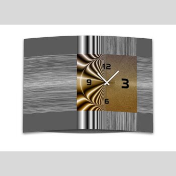 Wanduhr XXL 3D Optik Dixtime modern grau braun 50x70 cm leises Uhrwerk GR-016