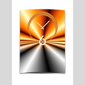 Wanduhr XXL 3D Optik Dixtime abstrakt orange grau 50x70 cm leises Uhrwerk GR-012