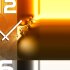 Wanduhr XXL 3D Optik Dixtime abstrakt orange wei&szlig; 50x70 cm leises Uhrwerk GR-010