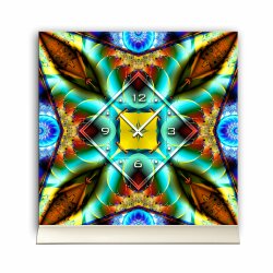Tischuhr 30cmx30cm inkl. Alu-St&auml;nder -abstraktes Design Kaleidoskop  ger&auml;uschloses Quarzuhrwerk -Wanduhr-Standuhr TU3866 DIXTIME 