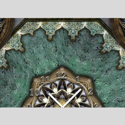 Tischuhr 30cmx30cm inkl. Alu-St&auml;nder -antikes Design Fliesenmuster Marokko Stil ger&auml;uschloses Quarzuhrwerk -Wanduhr-Standuhr TU3960DIXTIME 
