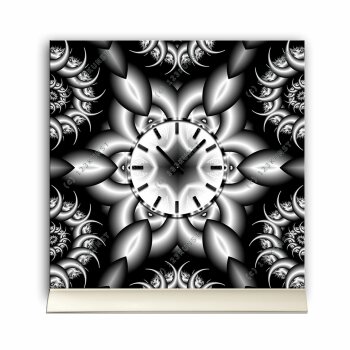 Tischuhr 30cmx30cm inkl. Alu-St&auml;nder -abstraktes Design Fraktal  schwarz grau  ger&auml;uschloses Quarzuhrwerk -Wanduhr-Standuhr TU4067 DIXTIME