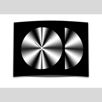 Wanduhr XXL 3D Optik Dixtime schwarz wei&szlig; Kreis 50x70 cm leises Uhrwerk GR-005