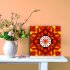 Tischuhr 30cmx30cm inkl. Alu-St&auml;nder -abstraktes Design rot orange  ger&auml;uschloses Quarzuhrwerk -Wanduhr-Standuhr TU4074 DIXTIME 