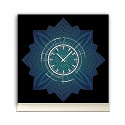 Tischuhr 30cmx30cm inkl. Alu-St&auml;nder -abstraktes Design Stern blau schwarz  ger&auml;uschloses Quarzuhrwerk -Wanduhr-Standuhr TU4089 DIXTIME 