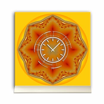 Tischuhr 30cmx30cm inkl. Alu-St&auml;nder -abstraktes Design orange  ger&auml;uschloses Quarzuhrwerk -Wanduhr-Standuhr TU4091 DIXTIME 