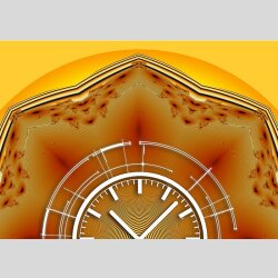 Tischuhr 30cmx30cm inkl. Alu-St&auml;nder -abstraktes Design orange  ger&auml;uschloses Quarzuhrwerk -Wanduhr-Standuhr TU4091 DIXTIME 