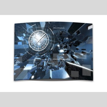 Wanduhr XXL 3D Optik Dixtime abstrakt blau Fragmente 50x70 cm leises Uhrwerk GR-002