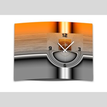 Wanduhr XXL 3D Optik Dixtime abstrakt orange grau 50x70 cm leises Uhrwerk GR-001