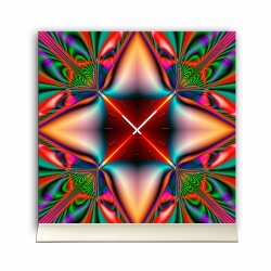 Tischuhr 30cmx30cm inkl. Alu-St&auml;nder -abstraktes Design Kaleidoskop bunt ger&auml;uschloses Quarzuhrwerk -Wanduhr-Standuhr TU4199 DIXTIME 