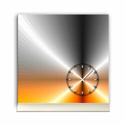 Tischuhr 30cmx30cm inkl. Alu-St&auml;nder -edles Design metallic orange  ger&auml;uschloses Quarzuhrwerk -Wanduhr-Standuhr TU4204 DIXTIME 