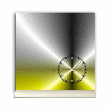 Tischuhr 30cmx30cm inkl. Alu-St&auml;nder -edles Design metallic gelb  ger&auml;uschloses Quarzuhrwerk -Wanduhr-Standuhr TU4208 DIXTIME