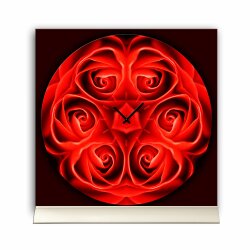 Tischuhr 30cmx30cm inkl. Alu-St&auml;nder -modernes Design  rote Rosen  ger&auml;uschloses Quarzuhrwerk -Wanduhr-Standuhr TU4256 DIXTIME