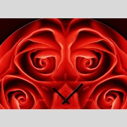 Tischuhr 30cmx30cm inkl. Alu-St&auml;nder -modernes Design  rote Rosen  ger&auml;uschloses Quarzuhrwerk -Wanduhr-Standuhr TU4256 DIXTIME