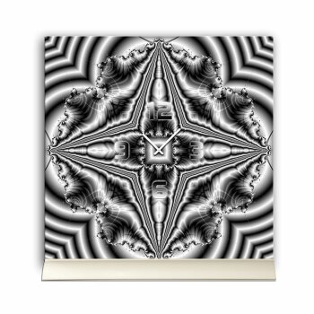 Tischuhr 30cmx30cm inkl. Alu-St&auml;nder -modernes Design Kaleidoskop grau  ger&auml;uschloses Quarzuhrwerk -Wanduhr-Standuhr TU4308 DIXTIME 