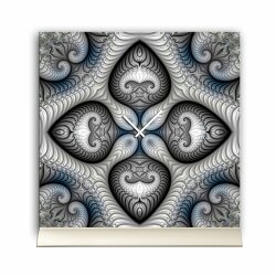 Tischuhr 30cmx30cm inkl. Alu-St&auml;nder -modernes Design Kaleidoskop grau blau  ger&auml;uschloses Quarzuhrwerk -Wanduhr-Standuhr TU4309 DIXTIME 