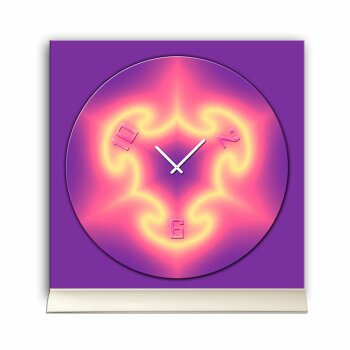 Tischuhr 30cmx30cm inkl. Alu-St&auml;nder -abstraktes Design lila pink  ger&auml;uschloses Quarzuhrwerk -Wanduhr-Standuhr TU4311 DIXTIME 