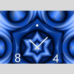 Tischuhr 30cmx30cm inkl. Alu-St&auml;nder -modernes Design Kaleidoskop blau  ger&auml;uschloses Quarzuhrwerk -Wanduhr-Standuhr TU4411 DIXTIME 