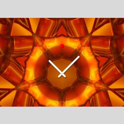 Tischuhr 30cmx30cm inkl. Alu-St&auml;nder -modernes Design Kaleidoskop rot orange  ger&auml;uschloses Quarzuhrwerk -Wanduhr-Standuhr TU4415 DIXTIME 