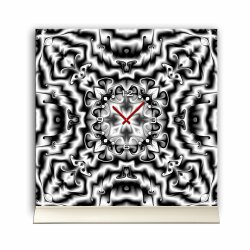 Tischuhr 30cmx30cm inkl. Alu-St&auml;nder -modernes Design Kaleidoskop grau  ger&auml;uschloses Quarzuhrwerk -Wanduhr-Standuhr TU4417 DIXTIME 