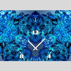 Tischuhr 30cmx30cm inkl. Alu-St&auml;nder -modernes Design Kaleidoskop blau  ger&auml;uschloses Quarzuhrwerk -Wanduhr-Standuhr TU4419 DIXTIME 