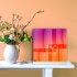 Tischuhr 30cmx30cm inkl. Alu-St&auml;nder -abstraktes Design pink orange  ger&auml;uschloses Quarzuhrwerk -Wanduhr-Standuhr TU5010 DIXTIME