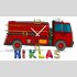 Kinder-Wanduhr Feuerwehrauto mit pers&ouml;nlichem Namen leise kein ticken DIXTIME 3D-0800