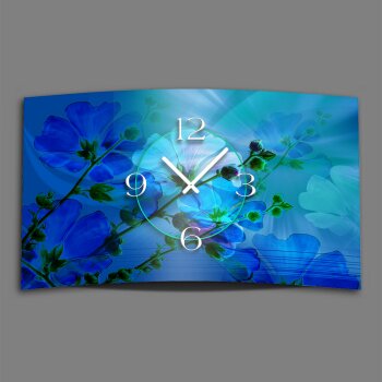 blaue Blumen Designer Wanduhr modernes Wanduhren Design leise kein ticken dixtime 3D-0127