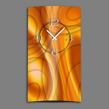 Abstrakt orange hochkant Designer Wanduhr modernes Wanduhren Design leise kein ticken dixtime 3D-0086
