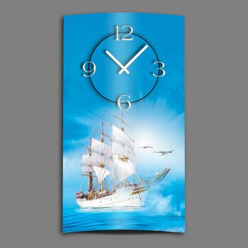 Segelschiff  Designer Wanduhr modernes Wanduhren Design leise kein ticken dixtime 3D-0080