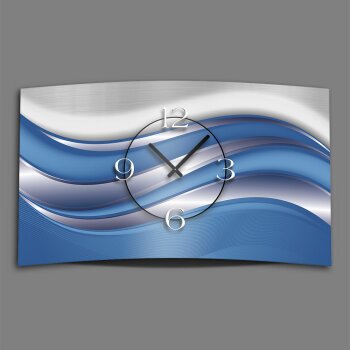 Abstrakt silber blau  Designer Wanduhr modernes Wanduhren Design leise kein ticken dixtime 3D-0025