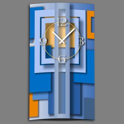Abstrakt blau hochkant Designer Wanduhr modernes Wanduhren Design leise kein ticken dixtime 3D-0007
