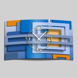 Abstrakt blau Designer Wanduhr modernes Wanduhren Design leise kein ticken dixtime 3D-0006