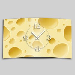 K&auml;se Cheese  Designer Wanduhr modernes Wanduhren Design leise kein ticken dixtime 3D-0002