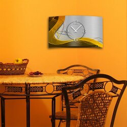Abstrakt braun orange Designer Wanduhr modernes Wanduhren Design leise kein ticken dixtime 3DS-0054