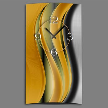 Abstrakt gr&uuml;n orange Designer Wanduhr modernes Wanduhren Design leise kein ticken dixtime 3DS-0027