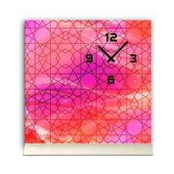 Tischuhr 30cmx30cm inkl. Alu-St&auml;nder -modernes Design pink rot ger&auml;uschloses Quarzuhrwerk -Wanduhr-Standuhr TU6009 DIXTIME 