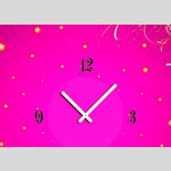 Tischuhr 30cmx30cm inkl. Alu-St&auml;nder -modernes Design pink Sternchen Girl-Style ger&auml;uschloses Quarzuhrwerk -Kaminuhr-Standuhr TU5050 DIXTIME 